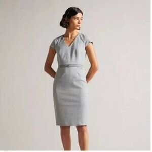Ted Baker London Michahd Pencil Dress Womens 2 Gray Cap Sleeve